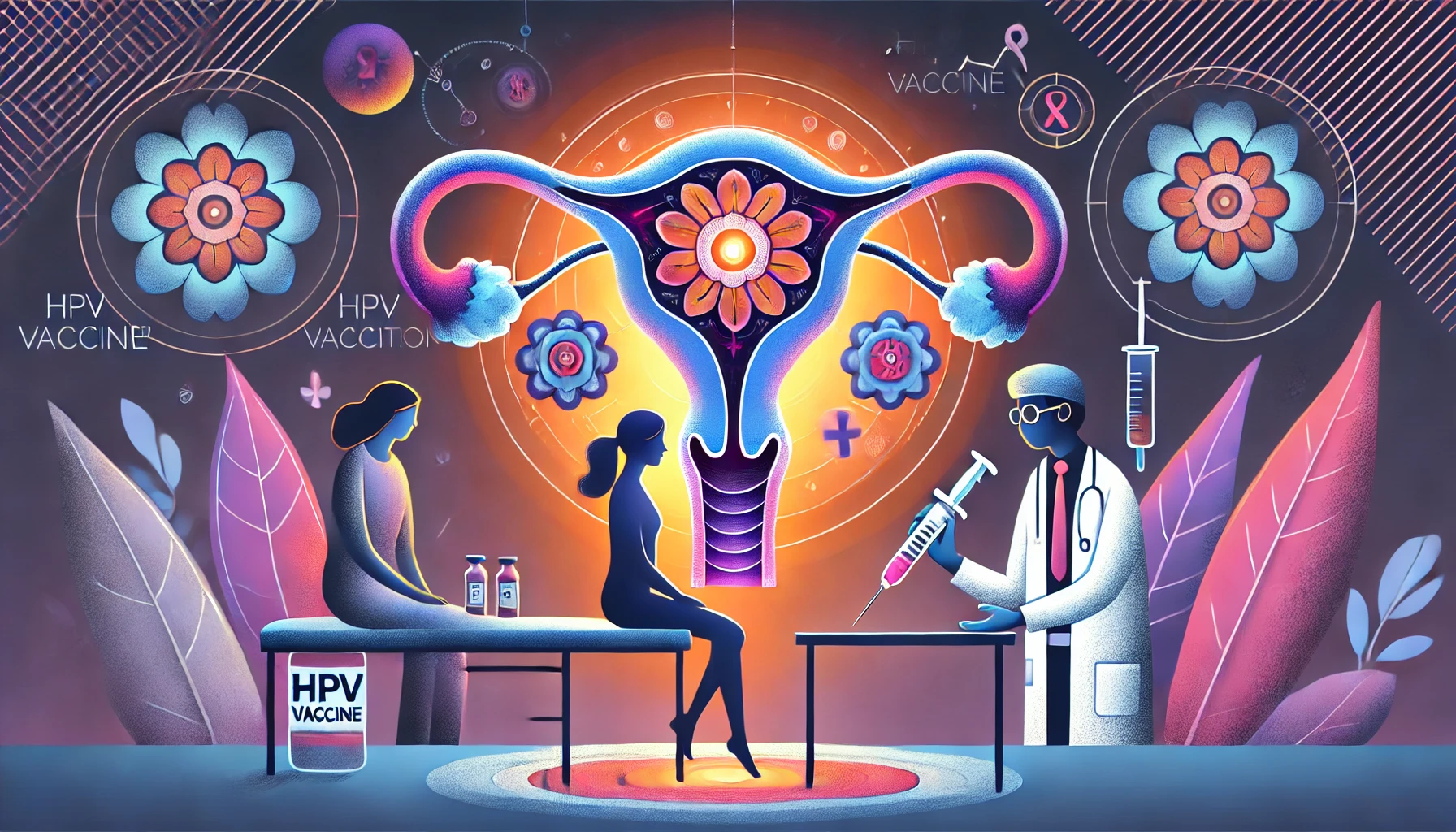 dall·e 2025 02 18 23.36.27 a conceptual digital illustration promoting cervical cancer awareness and hpv vaccination in india. the image features a symbolic female reproductive